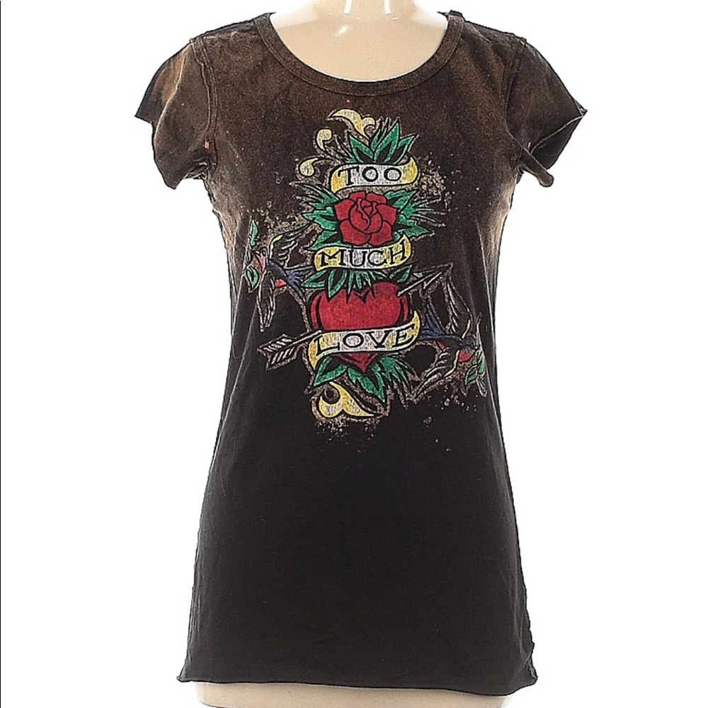 Retro Gap Bleach Spray Effect Short Sleeve Top Size Medium